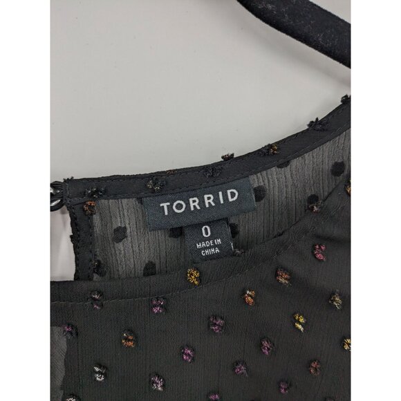 Torrid Sheer Blouse Women Size L Clip Dots Textured Rainbow Office Whimsigothic - Picture 7 of 9